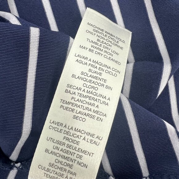 Weekends by Chico's Size 2 (L/12) Stripe Mock Neck Top Navy Blue Stripe 1/4 Zip - Picture 8 of 9